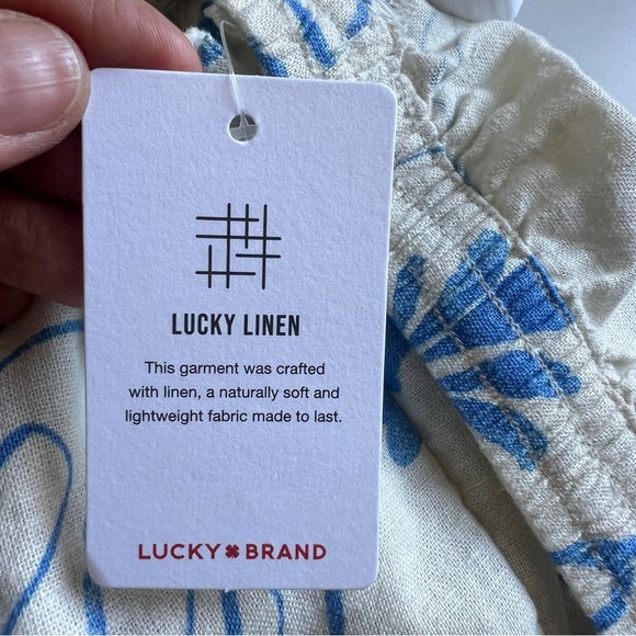 Lucky Brand The Beach Linen Short Blue Coral Print Pants Size S NWT - Picture 3 of 12